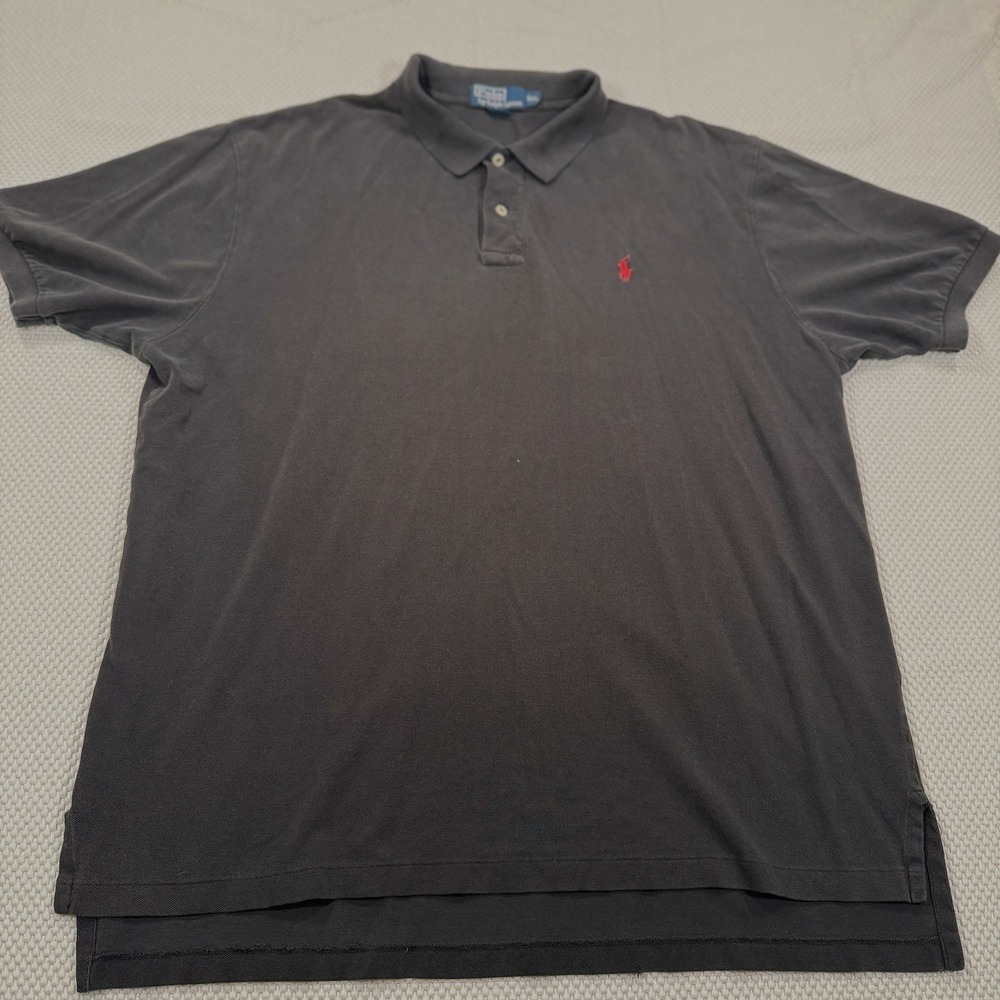 Polo Ralph Lauren Shirt Mens XXL Black Short Sleeve Mesh Cotton Red Pony Polo